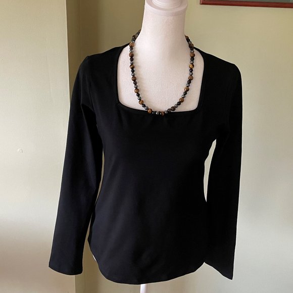Women's Basic Long Sleeve Slim-Fit Square Neck Tee Shirt Top (NWOT) - Picture 4 of 15